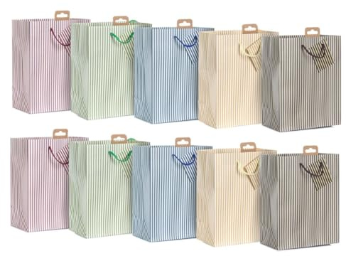 Laro Premium-Line Medium Geschenktüten Geschenktaschen 10-100 Stk Medium Streifen, Anzahl:10, Muster Tüten:Medium Streifen
