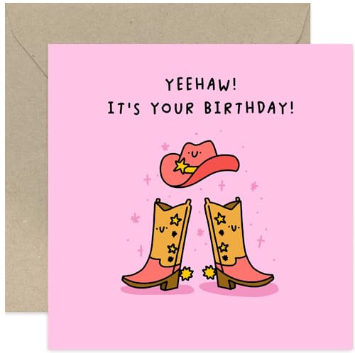 Old English Co. Lustige Cowboy-Geburtstagskarte für Freundin – Yeehaw It's Your Birthday – Schwester, Mutter, Bruder, Tochter | Innenseite