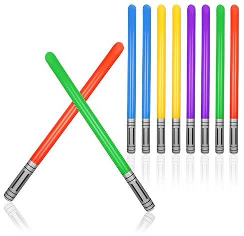 FunX Aufblasbare Lichtschwerter 10er Set - Laserschwert Accessoire für Kostüme, Themen-Party und Kindergeburtstage - 90 cm
