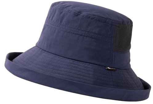 TOP-EX Damen Sonnenhut Sonnenschutz Fischerhut Sommerhut mit Breiter Krempe Outdoor Gartenhut Safari Hut Faltbar UPF 50+ & Wasserdicht Navy Blau L/XL