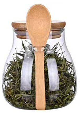 MISNODE Tarros de Vidrio con Tapa Y Cuchara, Recipiente Hermético Transparente, Tarros de Avena Durante la Noche, Tarro de Organización de Cocina, Recipiente de Almacenamiento de Alimentos(350ml)