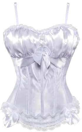 CDXNORA Korsett-Oberteile Für Damen – Korsett-Träger, Gothic, Push-Up-Bustier, Mit Spaghettiträgern, Gepolsterten Körbchen, Reißverschluss, Satin, Überbrust, Clubwear, Karnevalsparty, Kostüm, Übergr