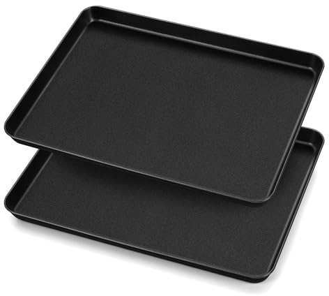 HaWare Backblech 2er Set, Groß Kuchenblech Ofenblech, 40,5 x 30,5 x 2,5 cm, Antihaft Rechteckig Backform für Backen Kochen Servieren, Gesund & Rostfrei, Leicht zu Reinigen