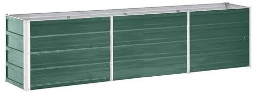 Iiaky Arriate de jardín de Acero galvanizado Verde 240x40x45 cm Macetas Exterior Maceteros Rectangulares Altos