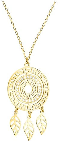 Sofia Milani - Damen Halskette 925 Silber - vergoldet/golden - mit Zirkonia Steinen - Ornamenten Traumfänger Anhänger - N0803