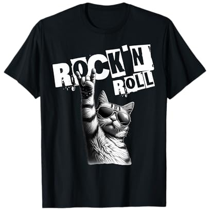 Lustiges Musik Festival Rock Katze Rock n Roll T-Shirt