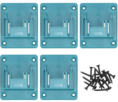 QWORK® 5 Pièces Supports Batterie, Supports de Batterie Muraux, Compatibles avec Makita 18V Batteries