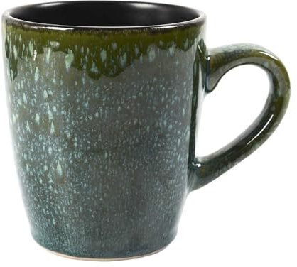 HOME DECO FACTORY, KA0434, Mug Elia 30Cl en céramique Durable, Design Moderne et élégant, Parfait pour Boissons Chaudes et soupes, Facile à Entretenir, Couleur Vert et Noir