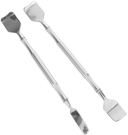 FRCOLOR 2 Pièces Outil de beauté pelle à points noirs outil de grattage du visage spatules de laboratoire cuillères à mesurer de laboratoire spatule pour la peau Acier inoxydable Silver