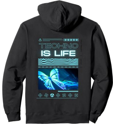 Techno is life Rave EDM Schmetterling Hardtechno Trance Acid Pullover Hoodie