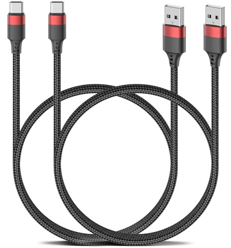 USB C Charger Cable 1M, 2 Pack Braided USB to USB C Cable, Type C Cord Fast Charging for iPhone 16 15 Samsung Galaxy S24 S23 S22 Note 20 10 A50 A20 Moto G LG Huawei
