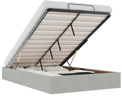 vidaXL Ottoman-Bett ohne Matratze Hellgrau 120x190 cm Samt, Bettrahmen, Bettgestell mit Stauraum, Polsterbett, Bettgestell, Bettrahmen mit Stauraum