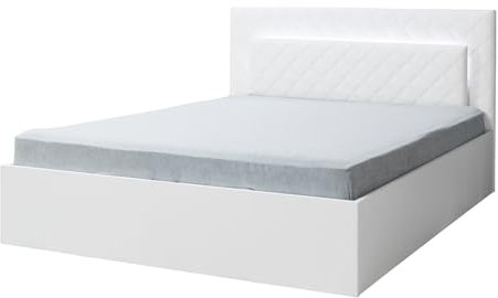 Lomadox Schlafzimmer Bett Doppelbett Bettgestell 180x200cm in weiß Hochglanz PALINURO-166