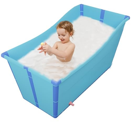 SPEESY Baignoire Pliable pour Adultes Et Enfants Mobile Adultes Sauna Bain Baignoire pour Salle De Bain Portable Baignoire sur Pied pour Douche Spa, Massage(Blue)