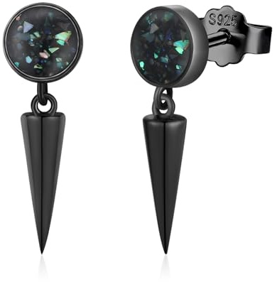 Black Dangle Drop Earrings 925 Sterling Silver Turquoise/Abalone Shell Earrings Jewellery Gifts for Women Men