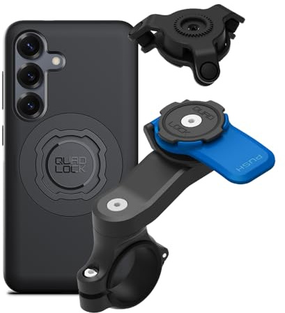 QUAD LOCK Motorcycle Handlebar Phone Mount with Vibration Damper and MAG Case for Galaxy S25