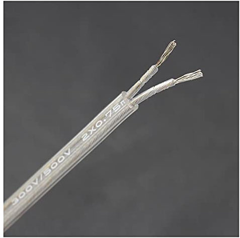 Cavo Elettrico，Filo Elettrico Cavo elettrico trasparente PVC Clear Round Cable 2 Core 3 Core 0,75mm2 Cavi di alimentazione per cavo luminoso(2 Core Round,20m)