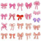 Attuslla 21 PCS Pink Bow Ties Iron on Patches, Pink Theme Embroidered Patches Applique, Bow Patches for Clothes, Dress, Hat, Jeans, DIY Accessories