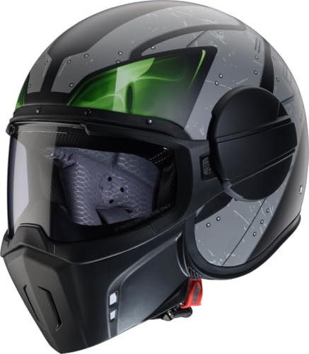 CABERG HELMET JET GHOST X VYRUS MATT BLACK/GREY/GREEN FLUO M