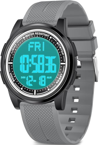 WIFORT Digital Herren Damen Uhren 5 ATM Wasserdicht Sport Armbanduhr mit Wecker Stoppuhr Countdown Duale Zeitzone, Ultradünn Weitwinkel Anzeige Digitaluhr für Jungen Mädchen
