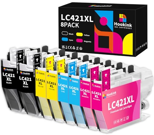 Hookink LC421XL Druckerpatronen Kompatibel für Brother LC421 LC421XL | LC421 LC-421 LC-421XLVAL Multipack Patronen Kompatibel für Brother DCP-J1050DW DCP-J1140DW MFC-J1010DW (8er-Pack)