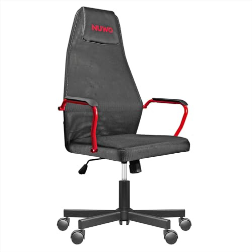 Nuwo Grid Gaming-Stuhl, drehbar, höhenverstellbar, ergonomischer Schreibtisch- und Bürostuhl, atmungsaktiver Sitz und Rückenlehne, Tragkraft 110 kg, Rot