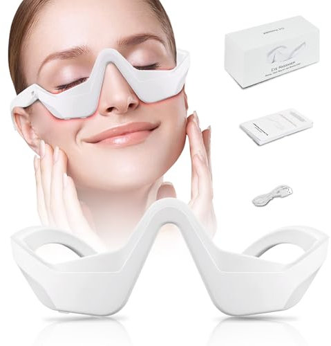 Under Eye Red Light Therapy Glasses - Microcurrent Beauty Device for Eyes, Support for Dark Circles Removal and Anti-Wrinkle Red Light Therapy Glasses (A)
