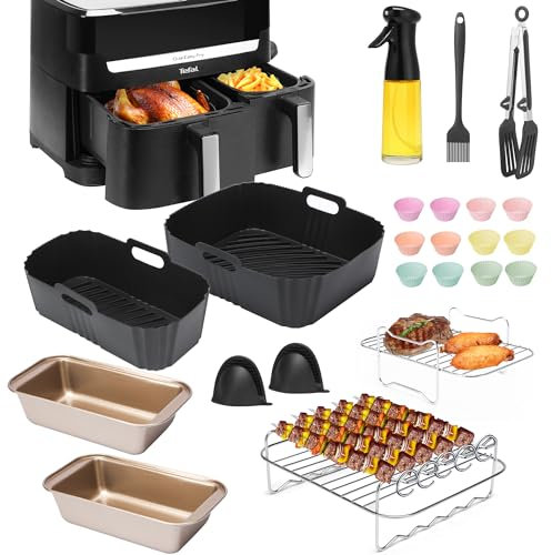 STREAMVOY 23-Piece Air Fryer Accessories Set with Dual Basket Liners, Oil Spray Bottle & Cooking Tools - Food Grade, Heat Resistant to 230°C for Healthier Low-Oil Cooking (Tefal 8.3L Accessories Set)
