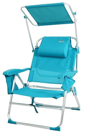 CREVICOSTA QUALITY MARK MARCAS DE CALIDAD - TRITÓN 2108 - Silla de Playa con toldo y Nevera incorporada. 8 Posiciones (Turquesa)