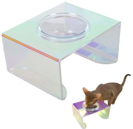 NESSICURE Gamelle surélevée pour Chiens et Chats, Double gamelle avec Support surélevé, équipée de 2 gamelles en Verre Amovibles, gamelle Moderne en Verre Acrylique (Support + 1 Bol)