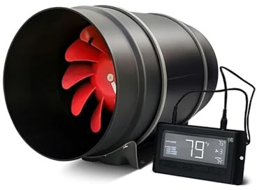 Inline Duct Fan with Temperature & Humidity Sensor, Automatic Control for Bathroom and Kitchen Ventilation