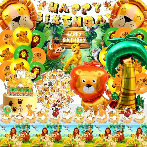 Re Leone Compleanno, Re Leone Compleanno Addobbi, Palloncini, Tessuto di Sfondo, Tovaglia, Adatto per Decorazioni a Tema per Feste