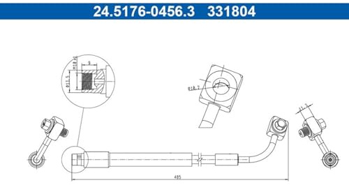ATE Brake Hose Rear Axle Right Suitable for Mokka | 24.5176-0456.3