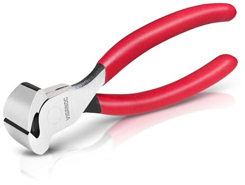 Viganoc 180mm (7 Inch) Nail Puller Pliers, End Cutting Nippers with Cr-V Steel Jaw & Non-Slip Grip, Professional Nail Remover Tool for Pulling Stubborn Nails, Wires, Staples - Polished Finish