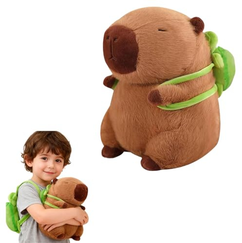 KOMEIYL Capybara Kuscheltier, Süß Wasserschwein Plüschtier, Zeichentrickfiguren Anime Capybara Plüschtiere mit Schildkröten-Rucksack, Gilt für Geburtstags-Mottoparty oder Foto-Requisite