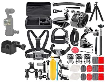 ZGGOZDH per Kit Fotocamera Gimbal 50 in 1, treppiede, Bastone per Selfie, Cinghia Toracica, Ventosa per Auto, Supporto per Bici, Clip per Borsa per DJI per Osmo Pocket 3