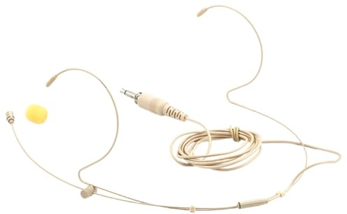 ULTECHNOVO Kabelgebundenes Headset mit Mikrofon 3,5mm, Ohrhaken, Beige | 3,5-mm Schraubanschluss, Abnehmbares Kabel, Kupfer PVC Legierung, für Vorträge und Fitnessunterricht