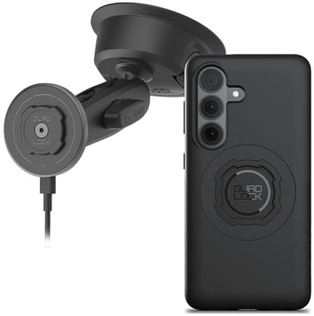 Quad Lock Support Téléphone Voiture à Ventouse Robuste avec Coque MAG et Tête de Chargement sans Fil MAG pour Galaxy S26