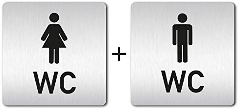 Türschilder24 XXL WC Schilder Standard (B) 125 x 125 mm Set Damen + Herren - Stabile Schilder aus 1,5 mm Aluminium Vollmaterial • 100% Made in Germany (Variante A)