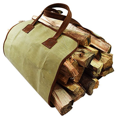 Waterproof Waxed Canvas Fire Bag Handmade by Hide & Drink :: Swayze Suede