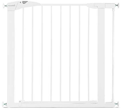 Munchkin Maxi Secure Pressure Fit Gate for Toddlers, Babies & Dogs - Safety Gate for Stairs & Doorways, Easy Install No-Screws,Bundle of Gate and 7cm extension 76-89cm, White