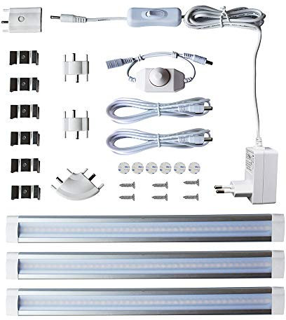 3X 4W Lampaous Dimmbar LED Unterbaulicht Küchenleuchte Vitrinenbeleuchtung Schrankleuchte Streifen Naturweiß mit Dimmer