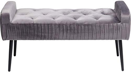 Kare Design Bank Lofty, Grau/Schwarz, Bank, Garderobenbank, Samtoptik, Stahl Beine, 55x103x40 cm (H/B/T)