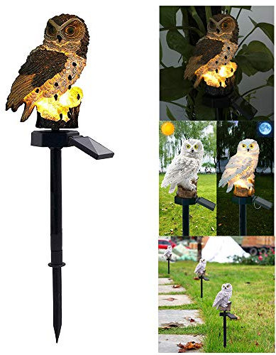 ALLOMN Solar Rasen Lampe, Outdoor Solar Licht Garten Dekoration Lampe Wasserdichte Weg Rasen Garten Lampen Eule Design (Grau)