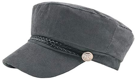 RUICHENG Schirmmütze Damen Kappe Cord Flatcap Mütze Vintage Schiffermütze (Grau)
