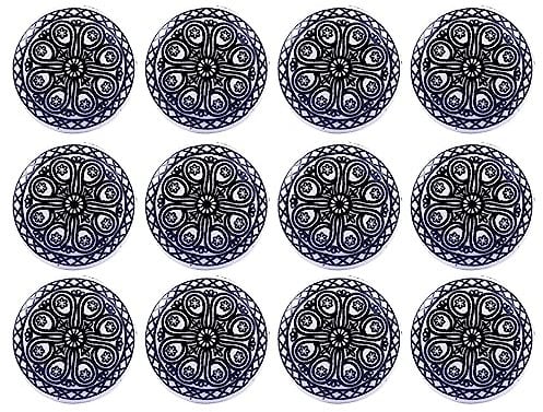 Ajuny Set aus 10 Keramikknöpfen Schwarz & Weiß – Handgefertigte Möbelgriffe für Küchen- & Badezimmerschränke, Kommoden, Schubladen – Dekorative Knäufe aus Keramik