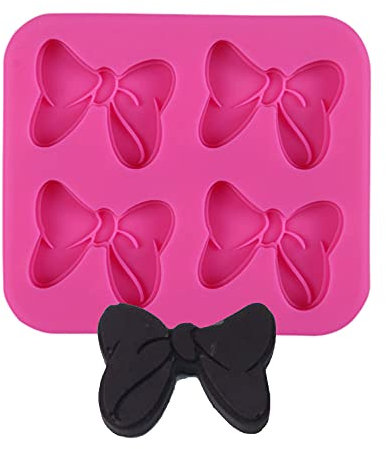 Cestony 4-Loch 1 PC Maus Schleifen Cartoon Schmetterling Krawatte für DIY Kuchen Fondant Backen Kekse Tablett 3D Pralinen harte Süßigkeiten Desserts Tropfen Kleber Dekor Silikon Backform Werkzeug