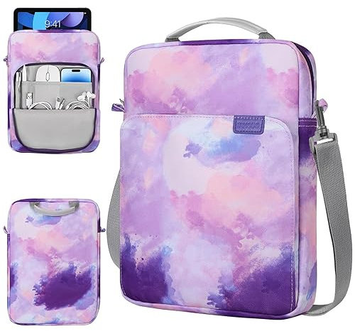 TiMOVO 9-11 Zoll Tablet Sleeve Tasche mit Schulterriemen für iPad 11 Zoll A16 2025, iPad 10. Gen. 10,9, iPad 9./8./7. Gen. 10,2, iPad Air 11/5./4. Gen.10,9, Galaxy Tab A9+/A9 Plus 11,Aquarell Lila
