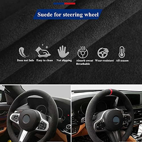 Funiur Lenkradhülle für Audi A2 8Z A3 8L Sportback A4 B6 Avant A6 C5 A8 D2 TT 8N, Braid Cover Lenkradbezüge Weiches Leder Lenkradbezug, DIY Handgenähter Auto-Lenkradabdeckung, Kfz-Innenausstattung