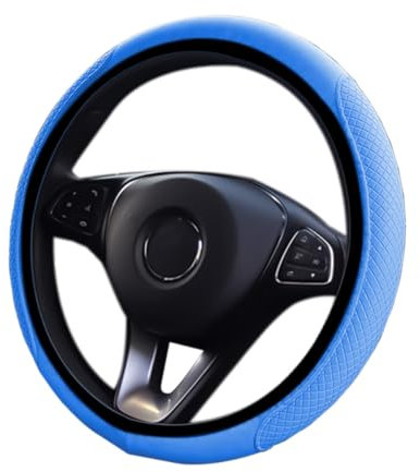 CGEAMDY Lenkradbezug, Leder, Lenkradbezug, 37–38 cm, blau, für die meisten Autos